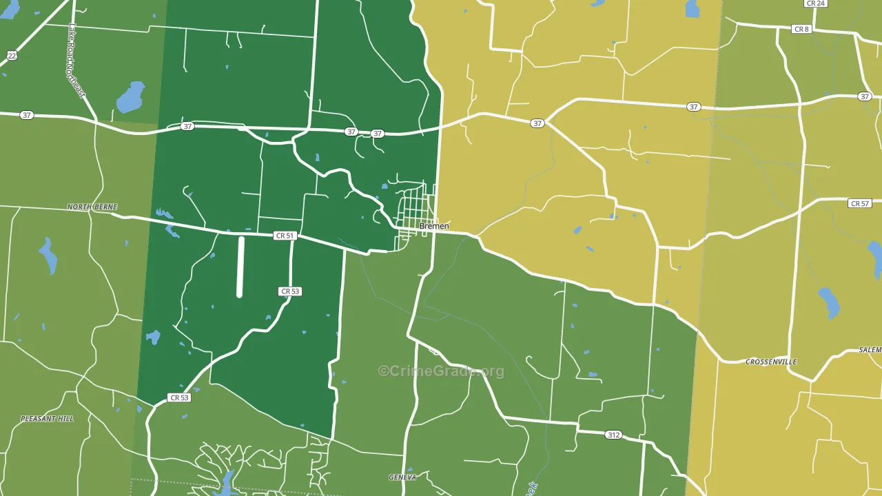 Bremen, OH Map of Vandalism Rates