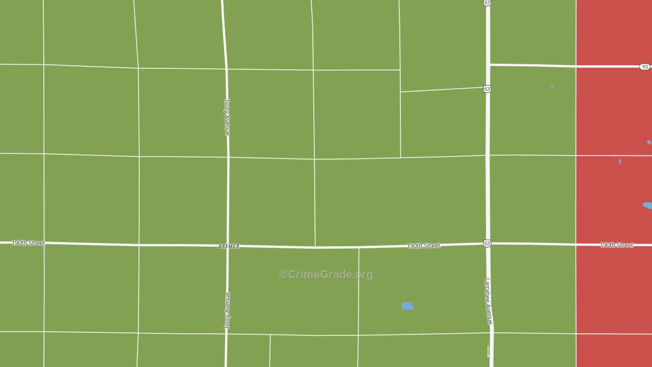 Bremer, IA Map of Vandalism Rates