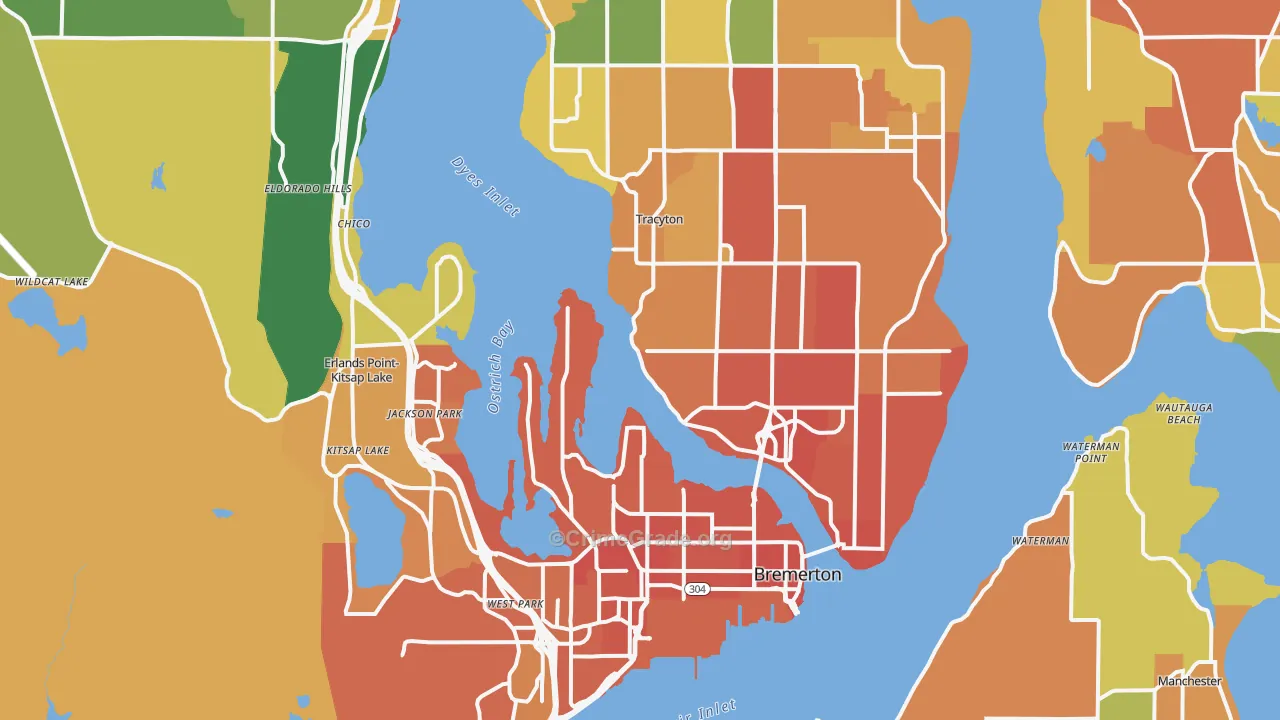 Bremerton, WA Map of Vandalism Rates