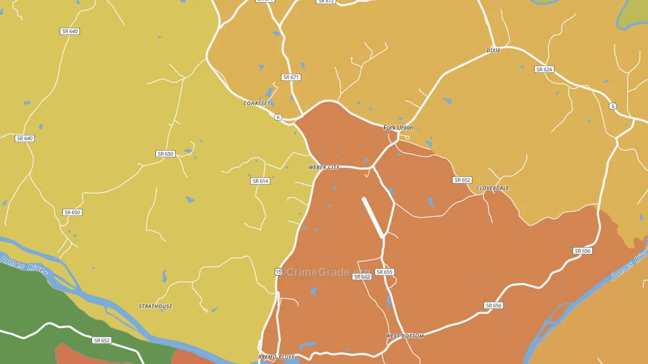 Bremo Bluff, VA Map of Vandalism Rates