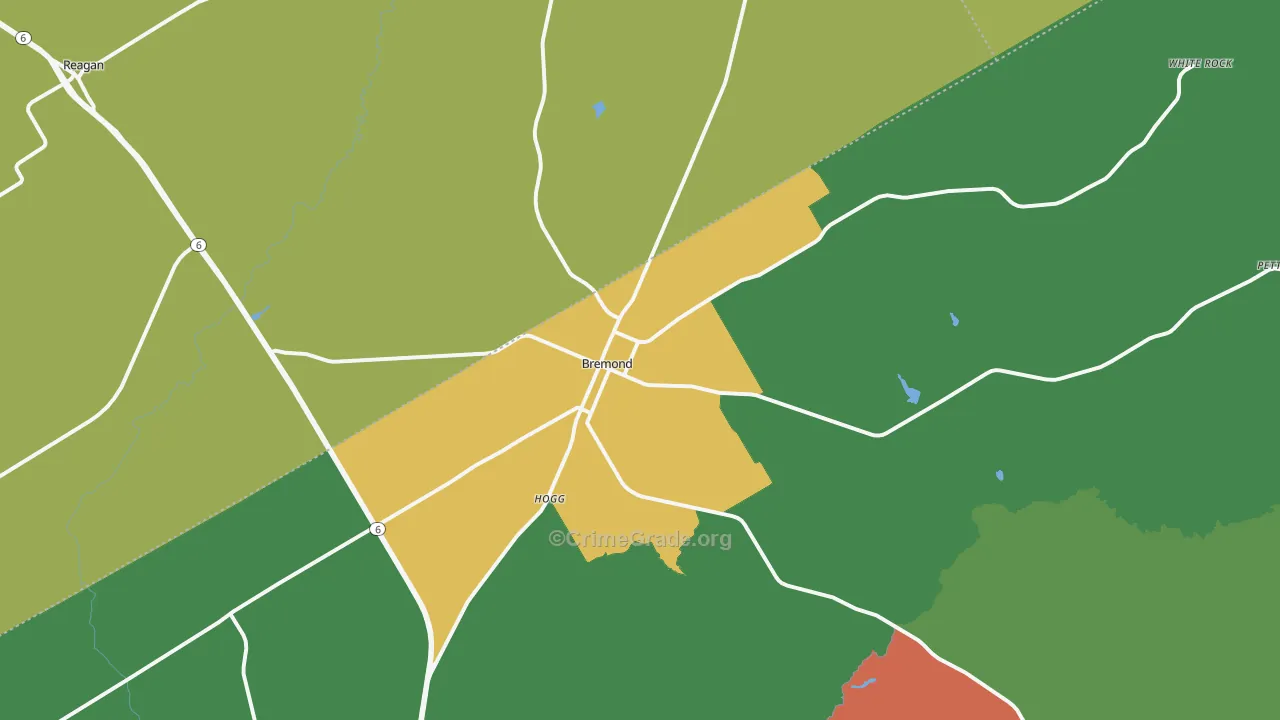 Bremond, TX Map of Vandalism Rates