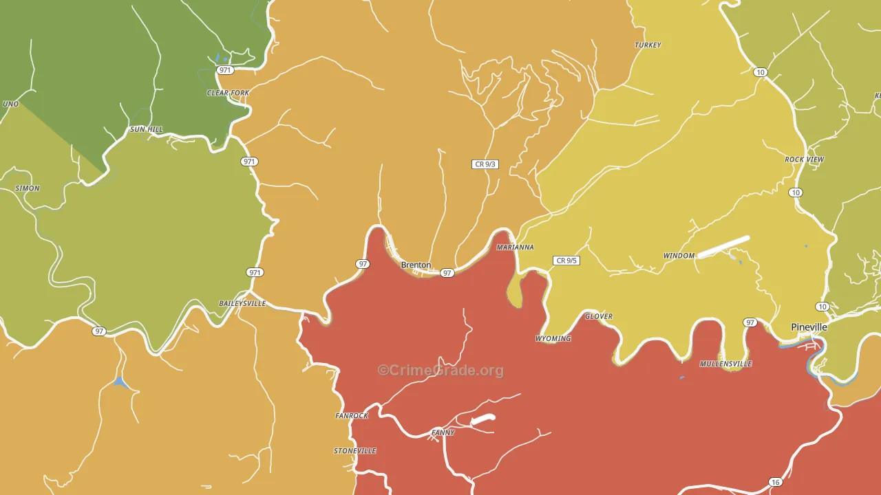 Brenton, WV Map of Vandalism Rates