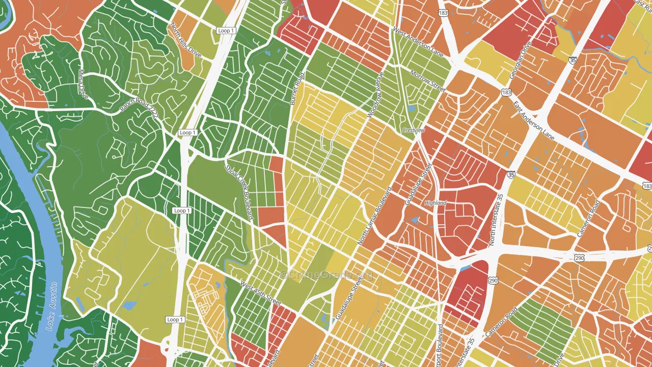 Brentwood, Austin, TX Map of Vandalism Rates
