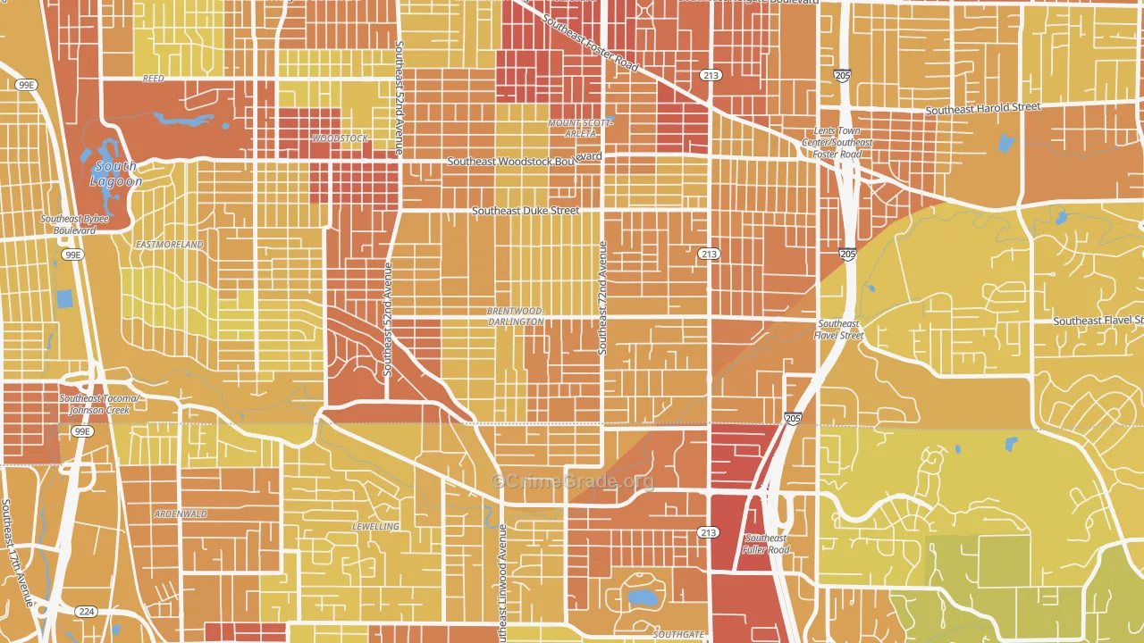 Brentwood-Darlington, Portland, OR Map of Vandalism Rates