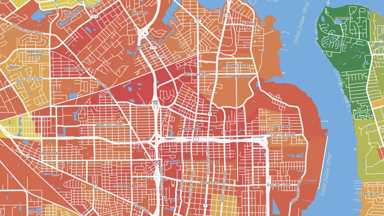 Brentwood, Jacksonville, FL Map of Vandalism Rates