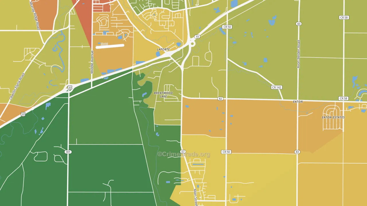 Brentwood Lake, OH Map of Vandalism Rates