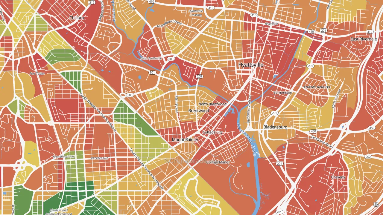 Brentwood, MD Map of Vandalism Rates