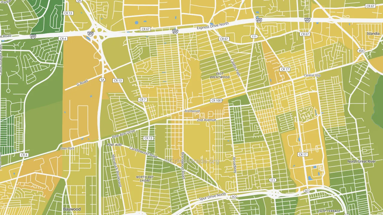 Brentwood, NY Map of Vandalism Rates