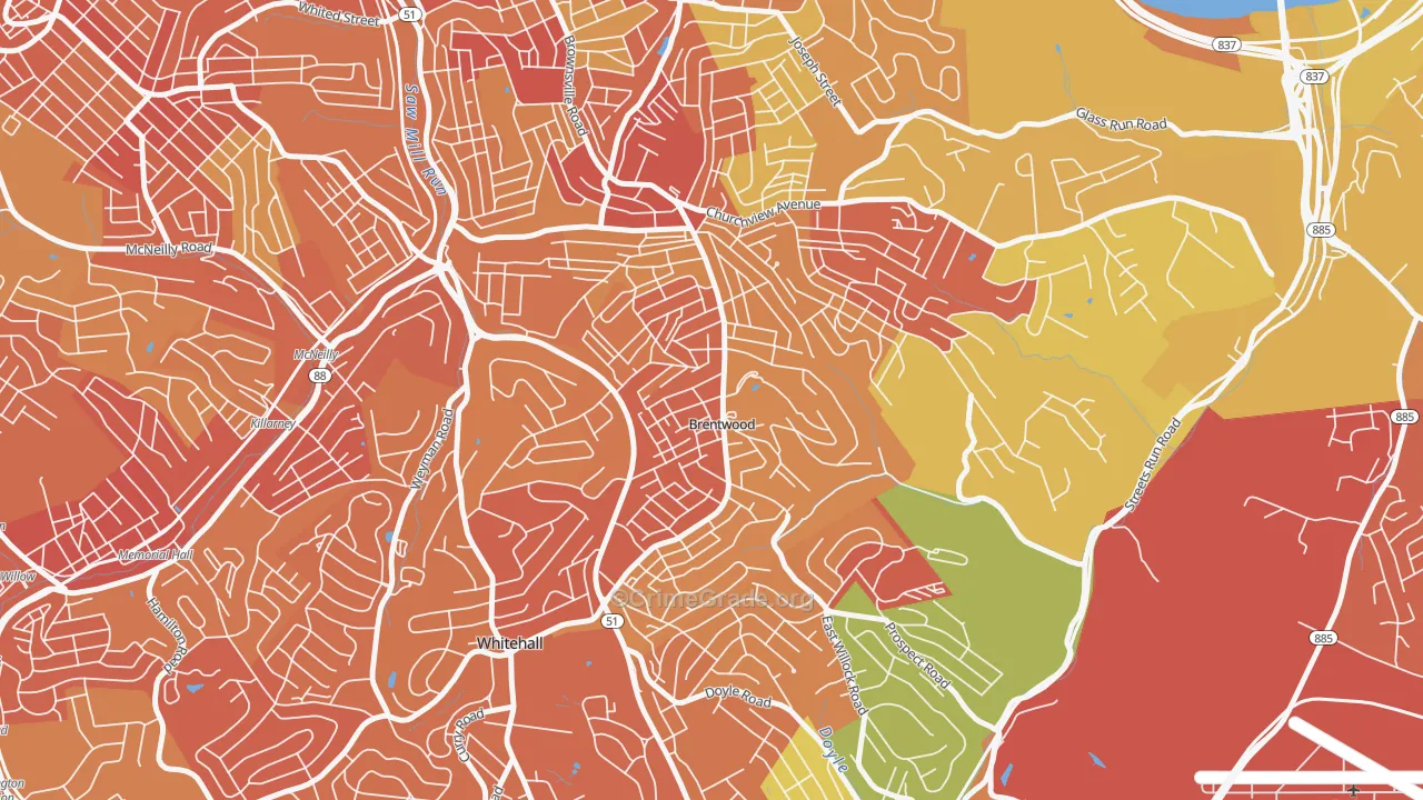 Brentwood, PA Map of Vandalism Rates