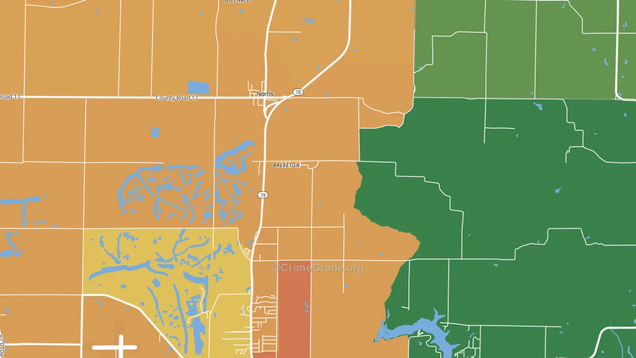 Brereton, IL Map of Vandalism Rates