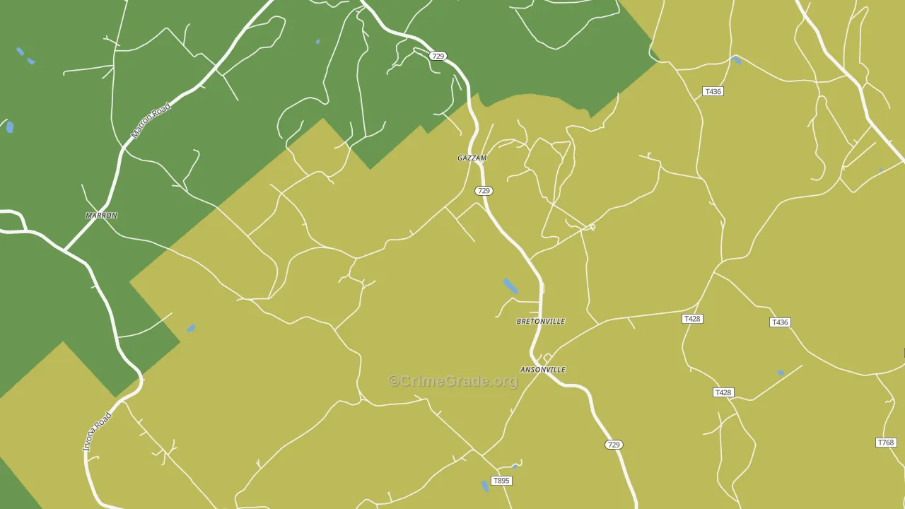 Bretonville, PA Map of Vandalism Rates