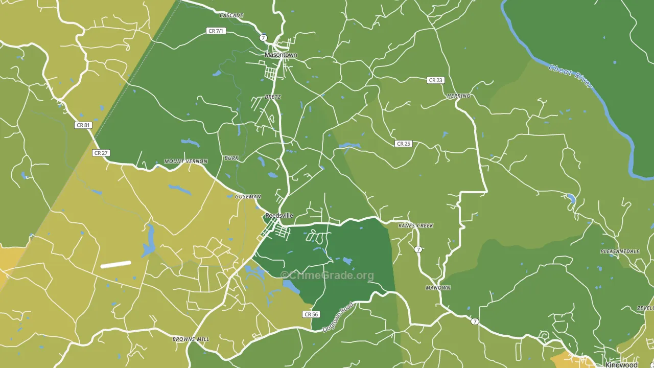 Bretz, WV Map of Vandalism Rates