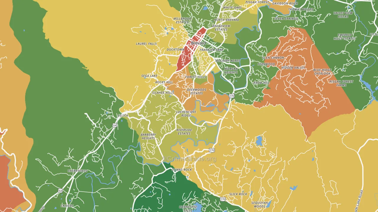 Brevard, NC Map of Vandalism Rates
