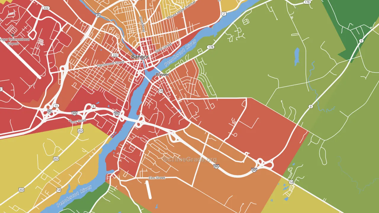 Brewer, ME Map of Vandalism Rates