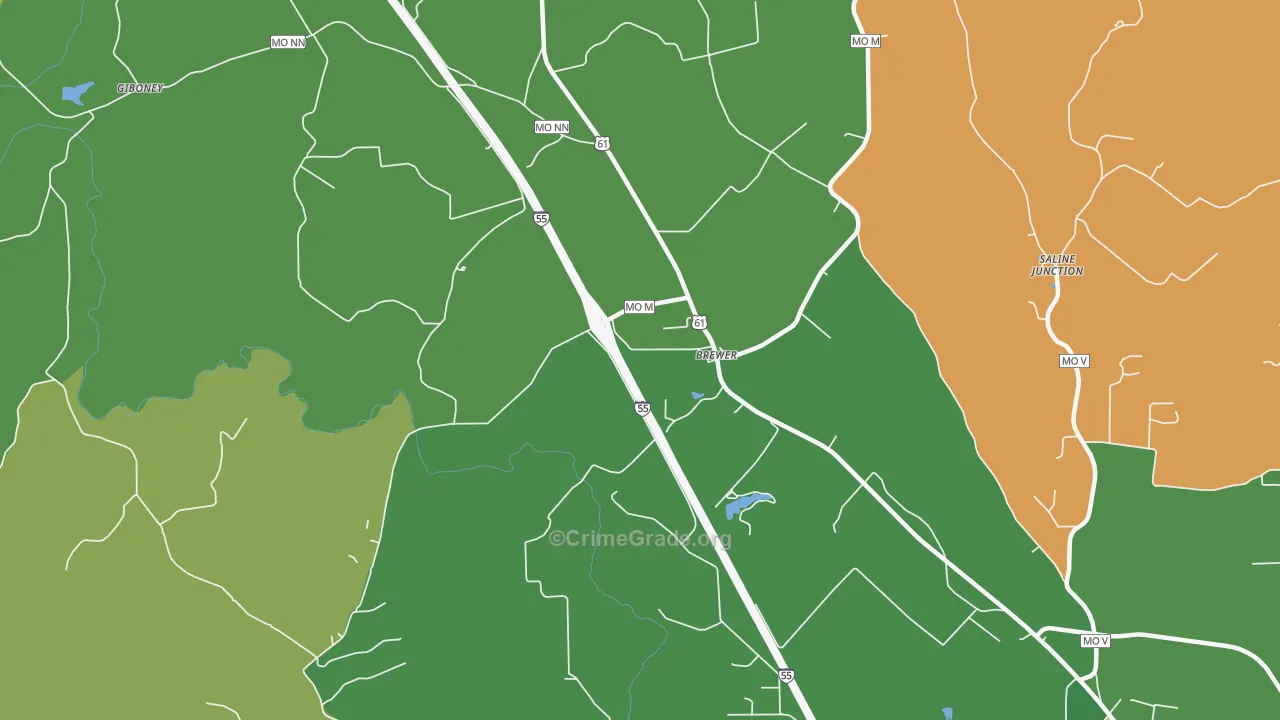 Brewer, MO Map of Vandalism Rates