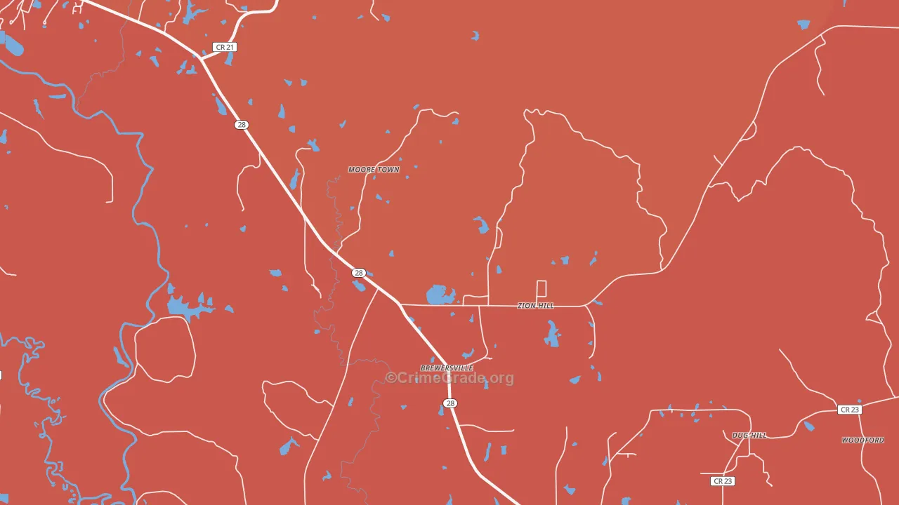 Brewersville, AL Map of Vandalism Rates