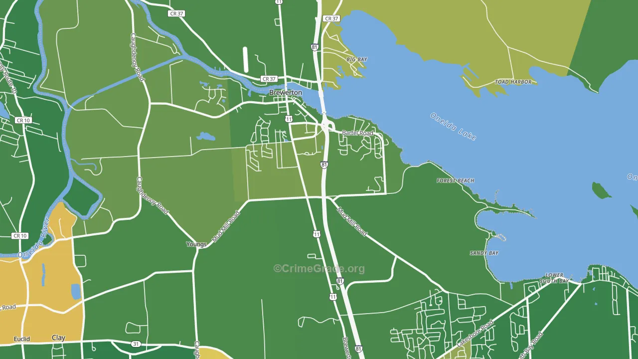 Brewerton, NY Map of Vandalism Rates