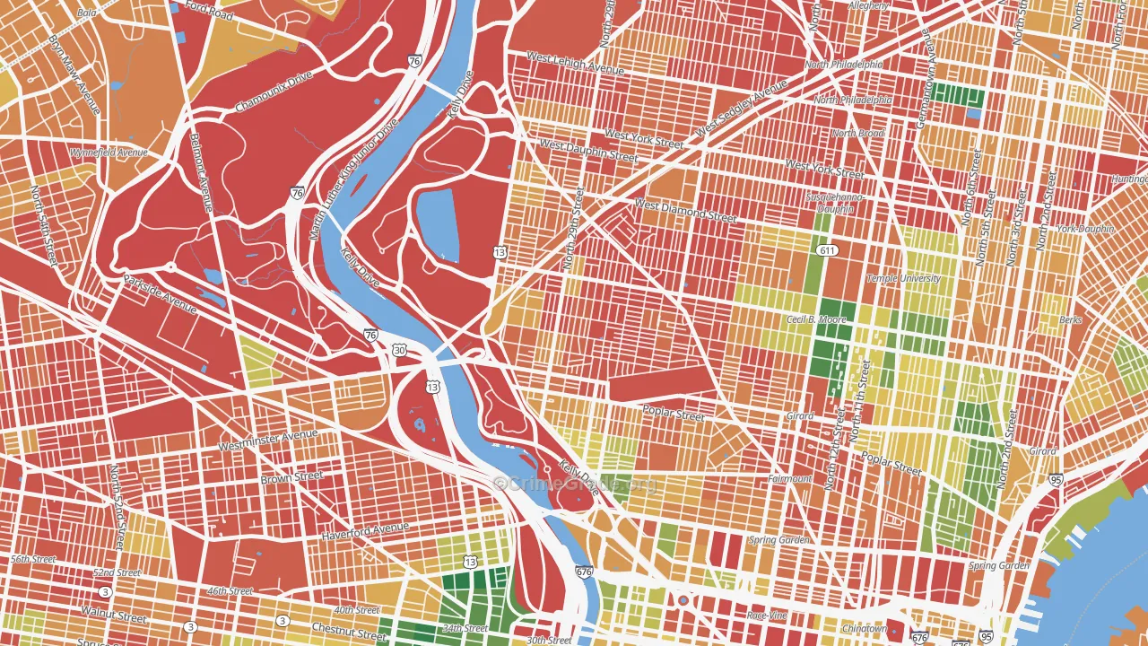 Brewerytown, Philadelphia, PA Map of Vandalism Rates