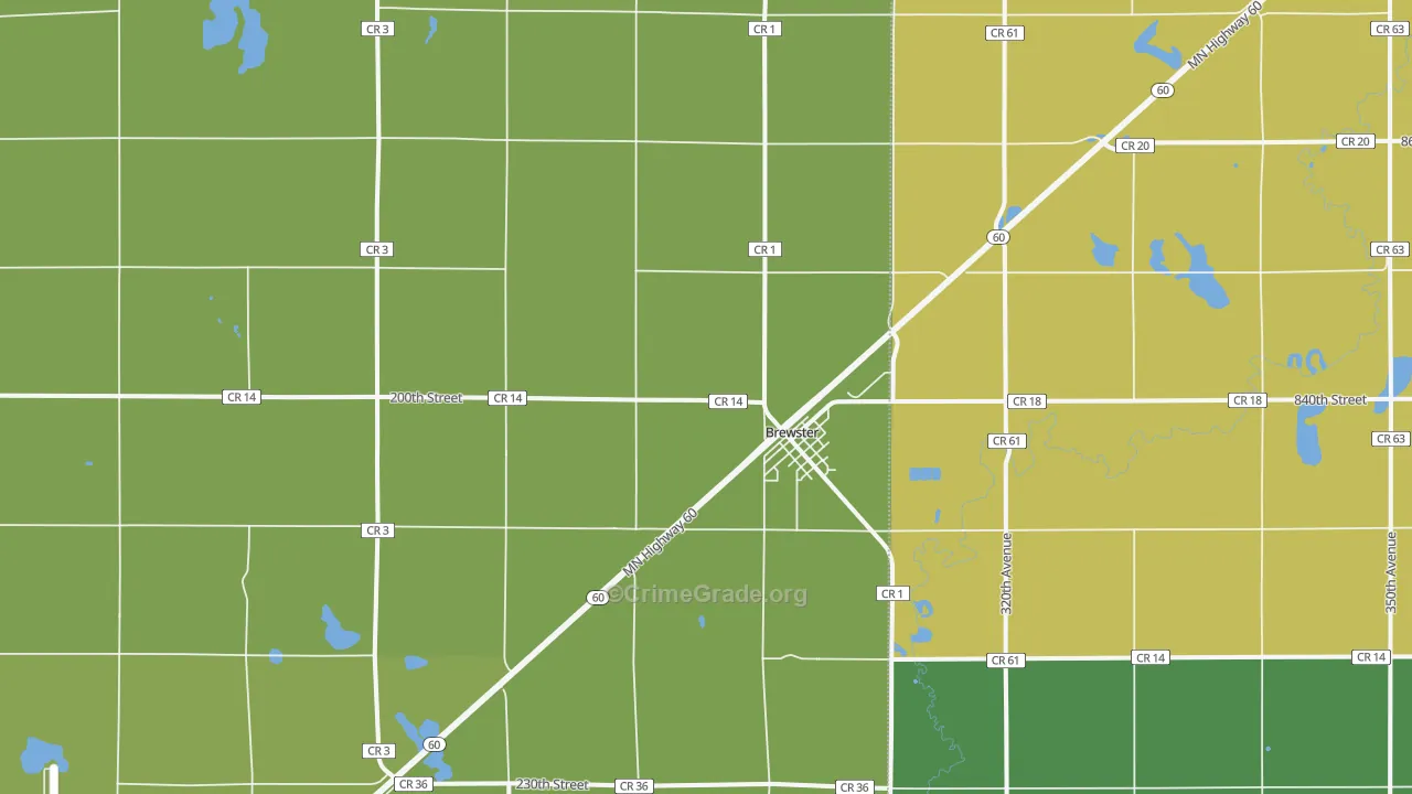 Brewster, MN Map of Vandalism Rates