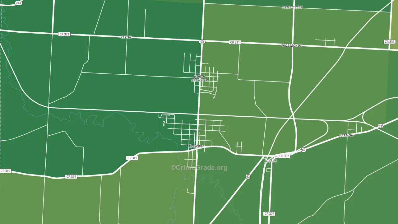 Brewster, OH Map of Vandalism Rates