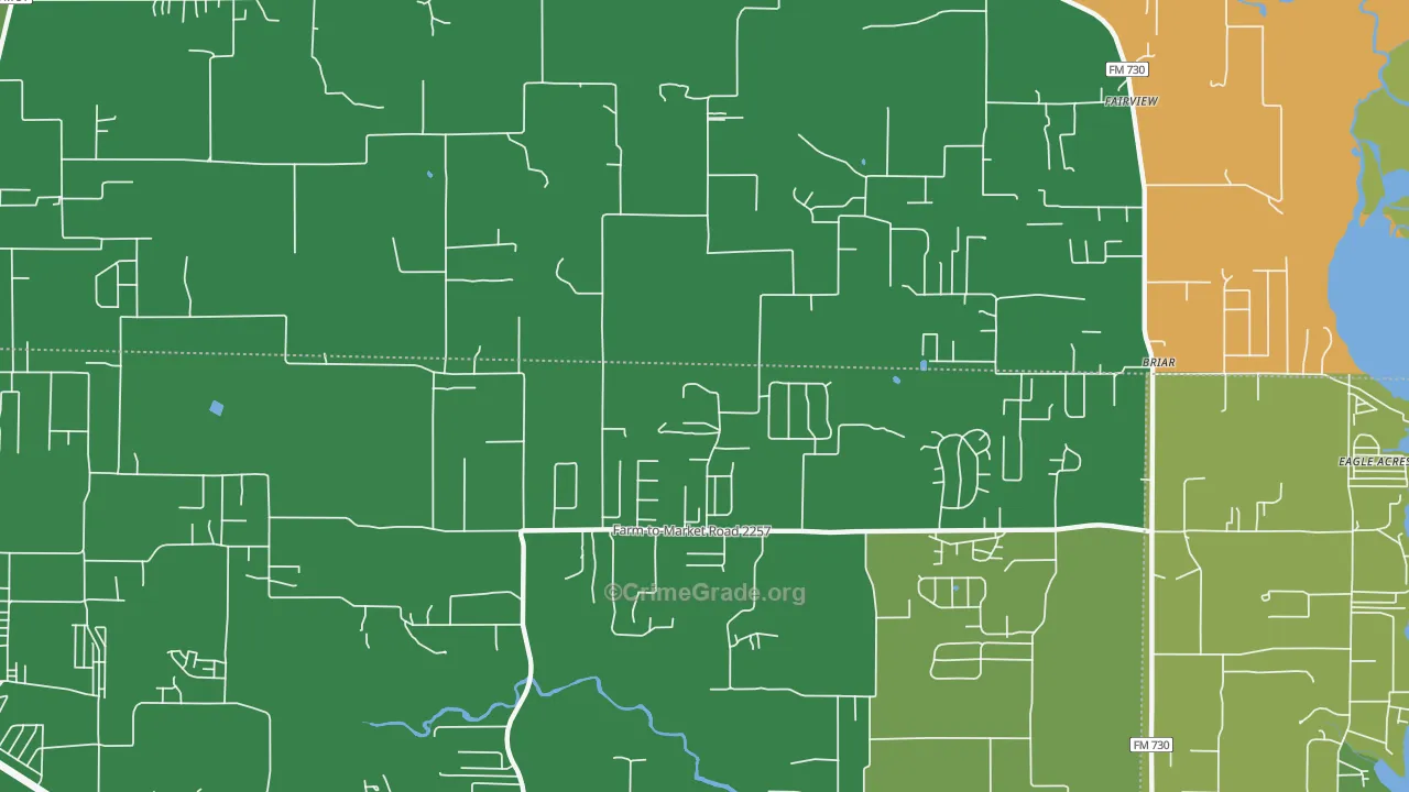 Briar, TX Map of Vandalism Rates