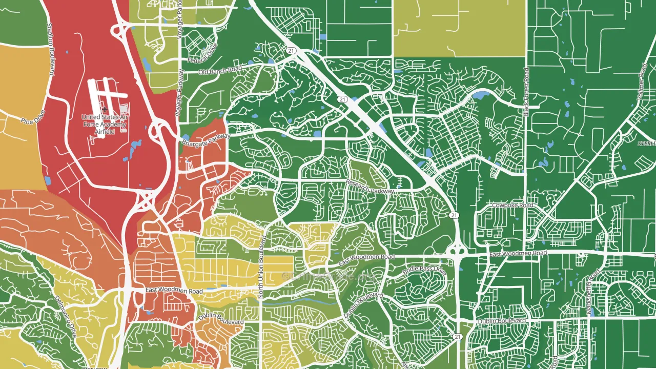 Briargate, Colorado Springs, CO Map of Vandalism Rates