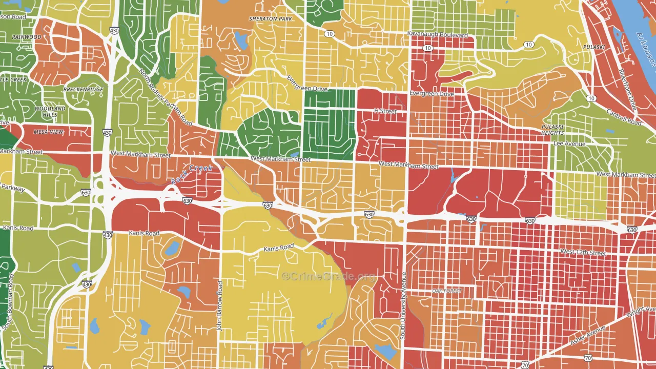 Briarwood, Little Rock, AR Map of Vandalism Rates