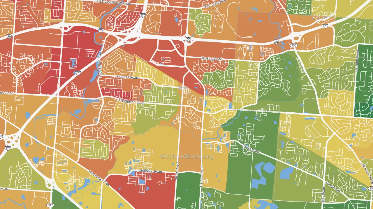 Brice, OH Map of Vandalism Rates