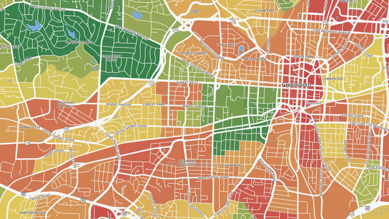 Brice Street Area, Greensboro, NC Map of Vandalism Rates