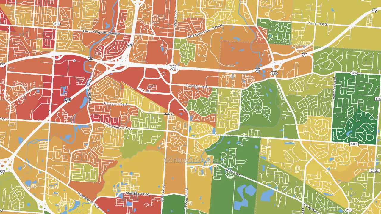 Brice-Tussing, Columbus, OH Map of Vandalism Rates