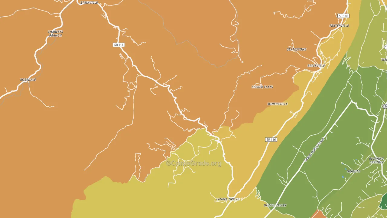 Briceville, TN Map of Vandalism Rates
