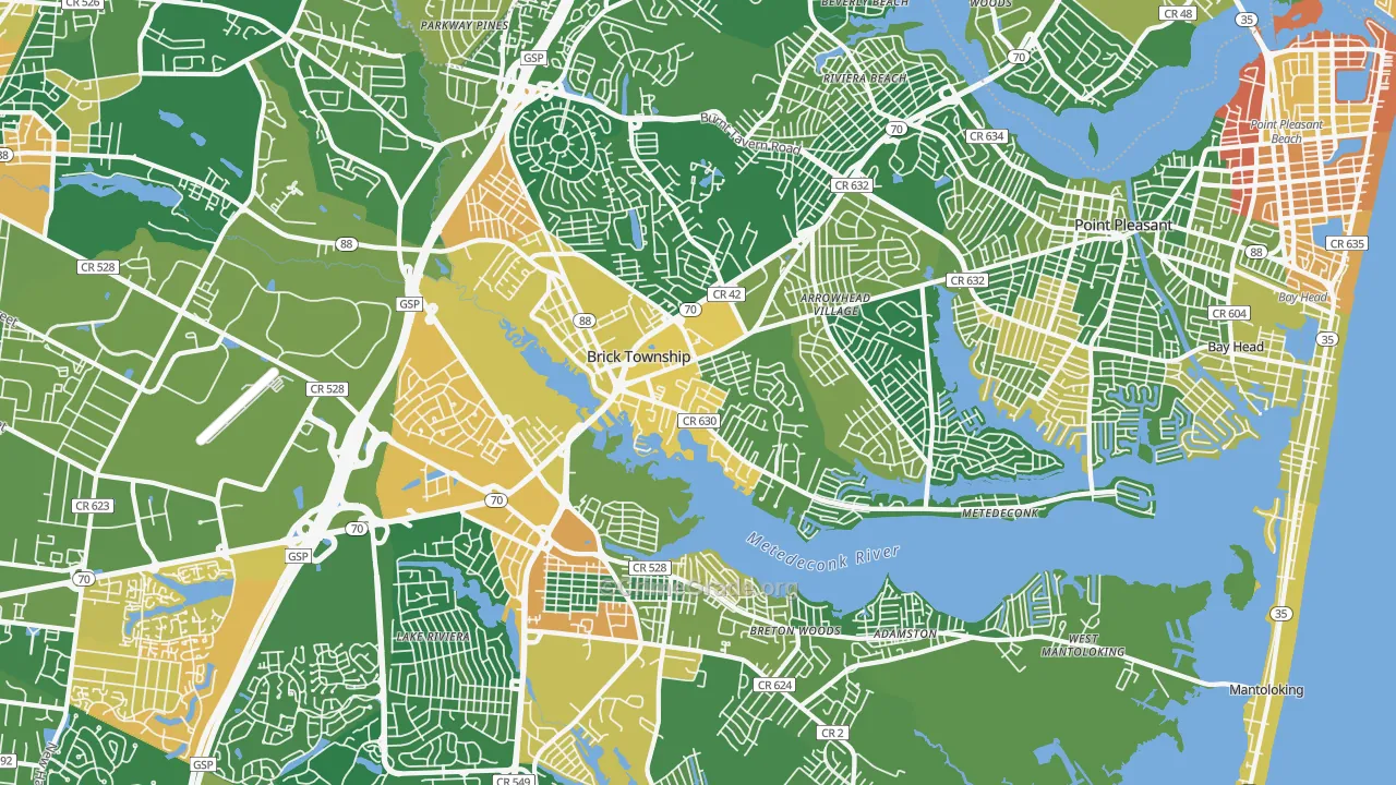 Brick, NJ Map of Vandalism Rates
