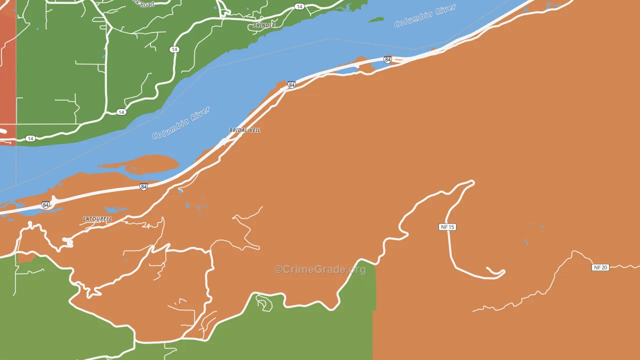 Bridal Veil, OR Map of Vandalism Rates