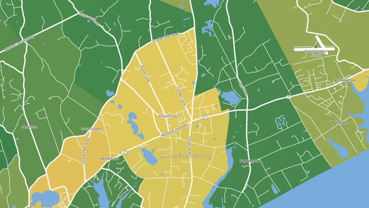 Bridgehampton, NY Map of Vandalism Rates