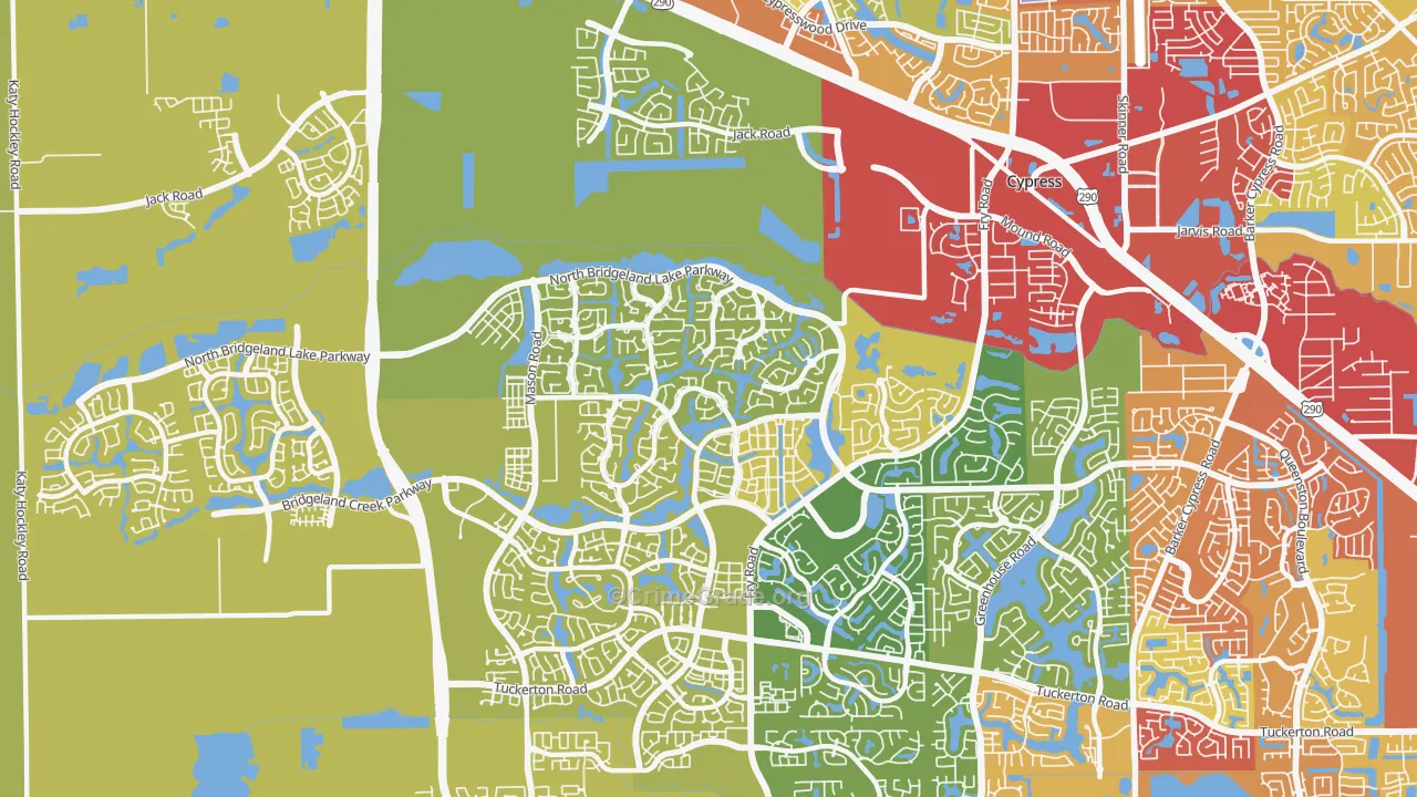Bridgeland, Cypress, TX Map of Vandalism Rates