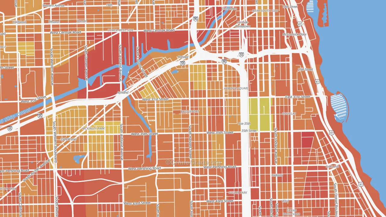 Bridgeport, Chicago, IL Map of Vandalism Rates