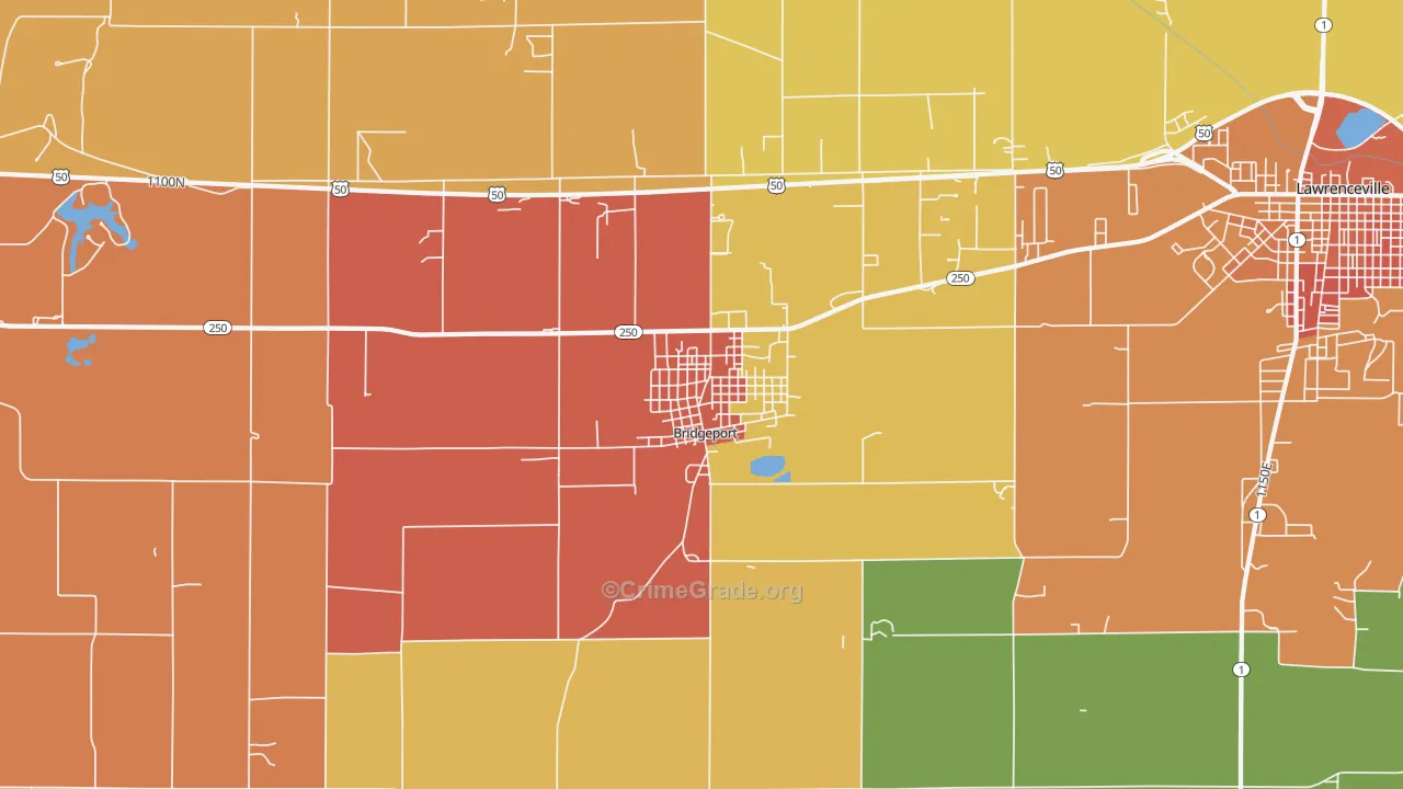 Bridgeport, IL Map of Vandalism Rates
