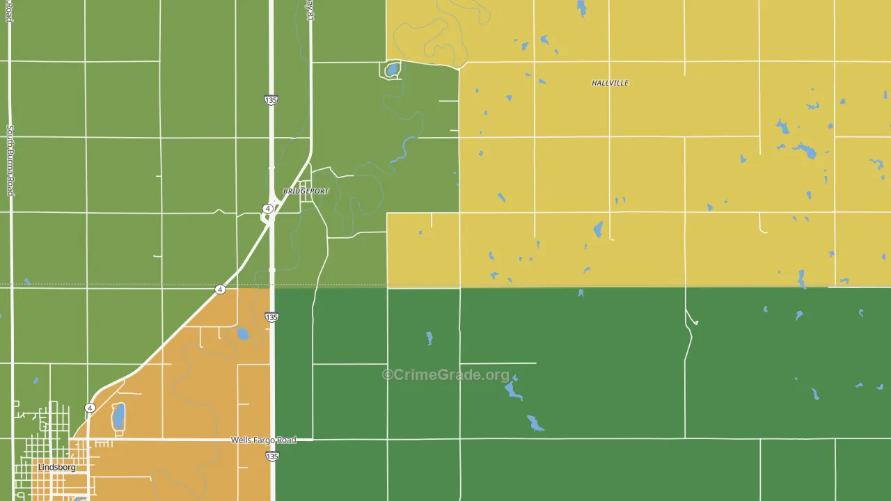 Bridgeport, KS Map of Vandalism Rates
