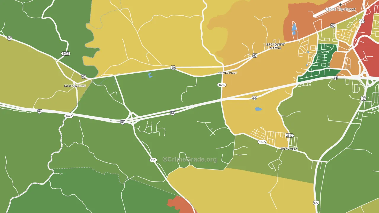 Bridgeport, KY Map of Vandalism Rates
