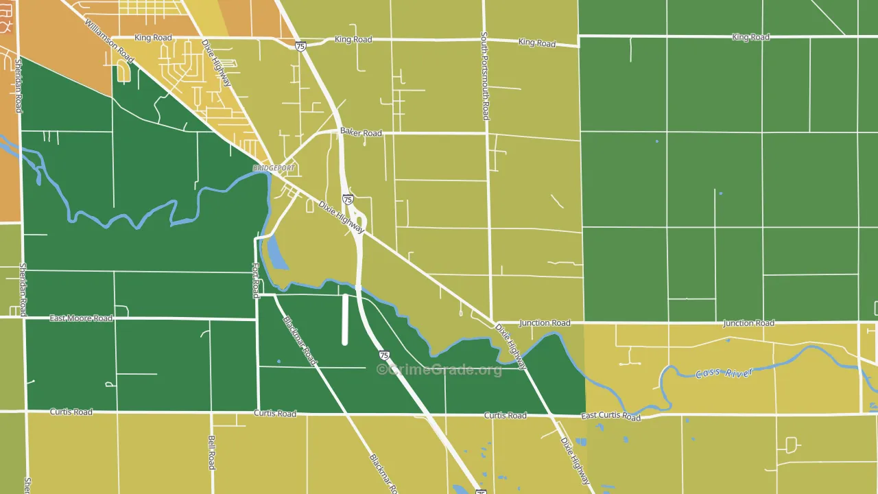 Bridgeport, MI Map of Vandalism Rates