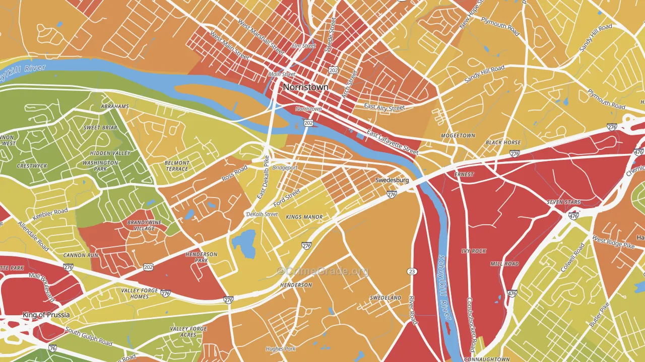 Bridgeport, PA Map of Vandalism Rates