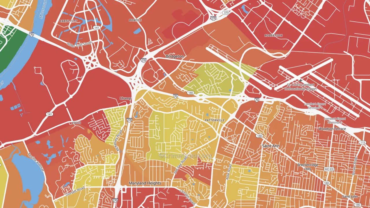 Bridgeton, MO Map of Vandalism Rates