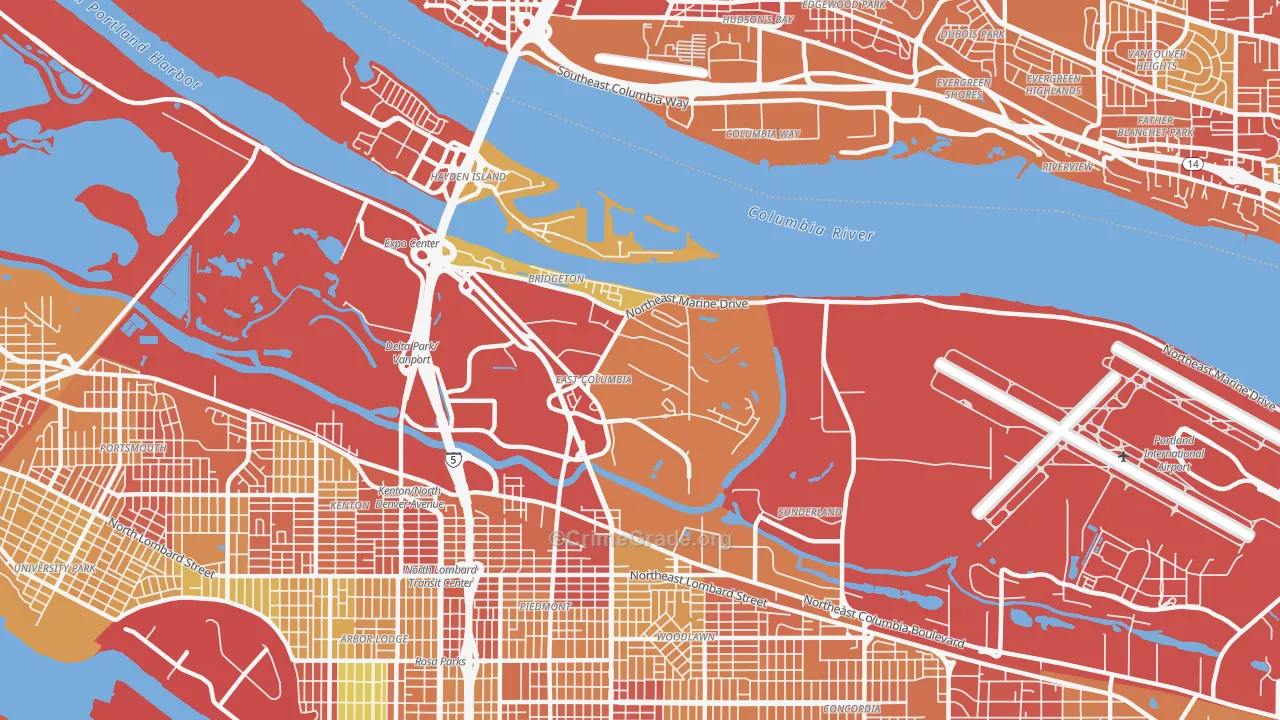 Bridgeton, Portland, OR Map of Vandalism Rates