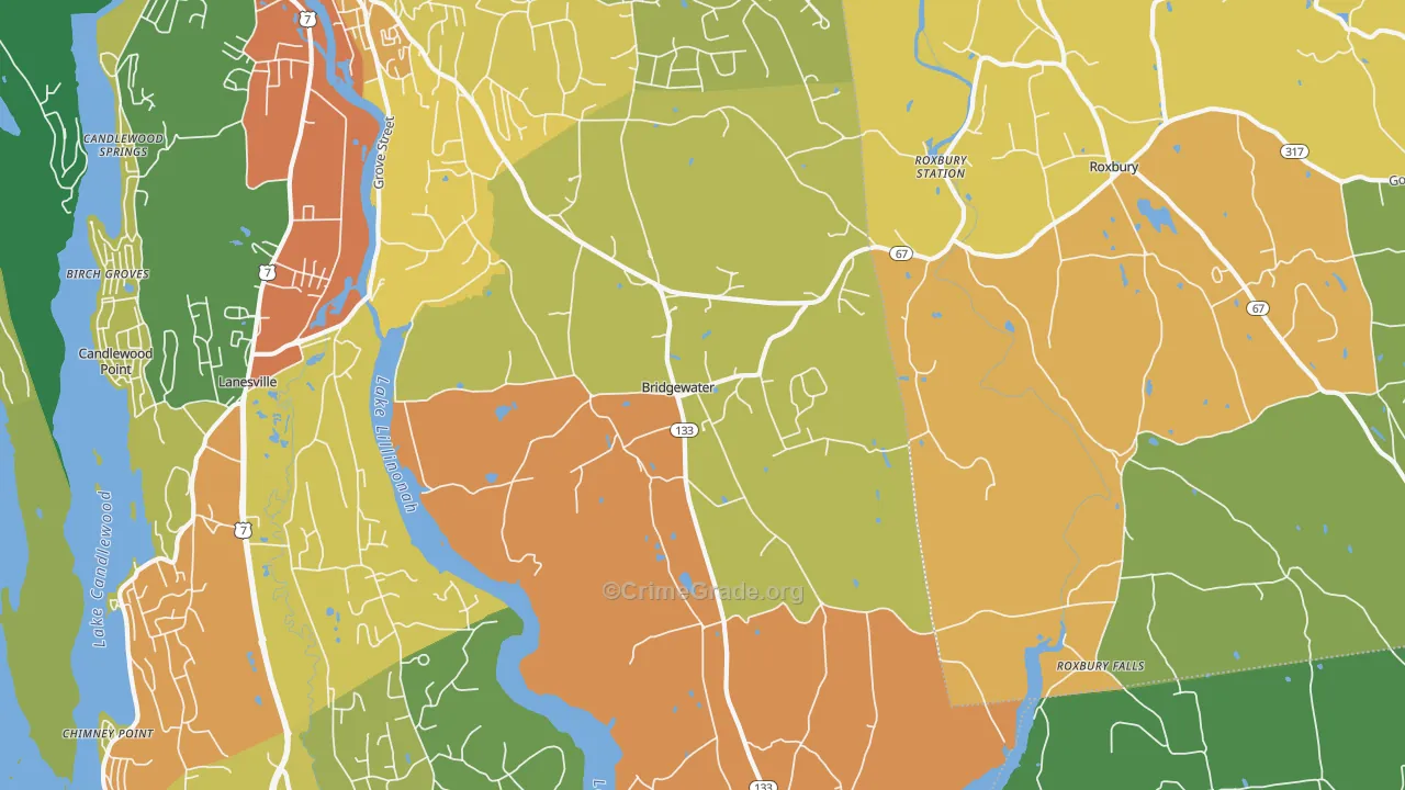 Bridgewater, CT Map of Vandalism Rates