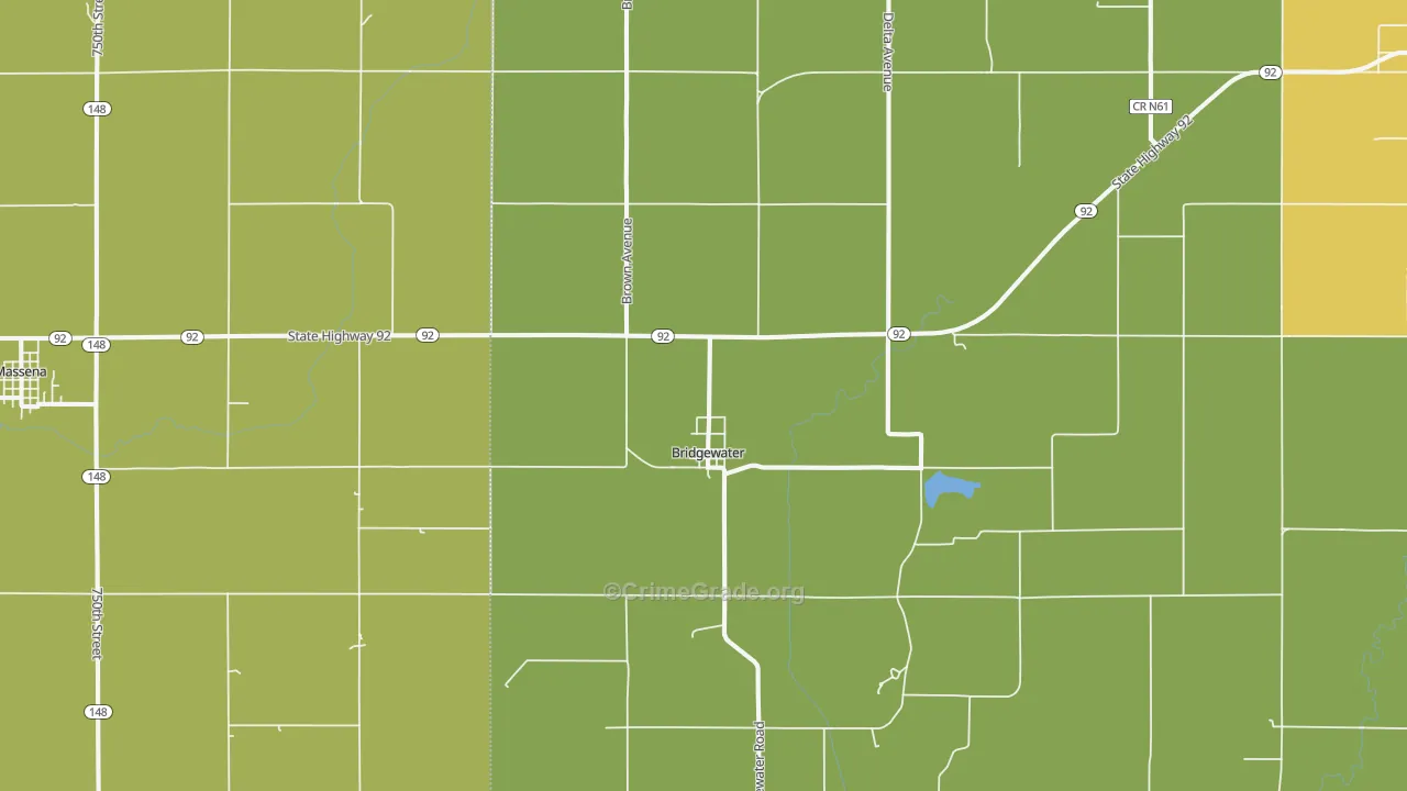 Bridgewater, IA Map of Vandalism Rates