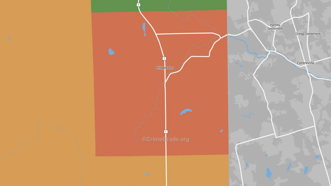 Bridgewater, ME Map of Vandalism Rates