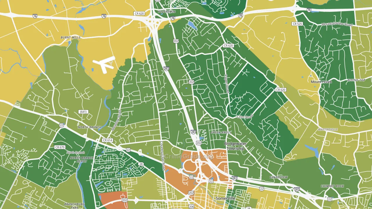 Bridgewater, NJ Map of Vandalism Rates