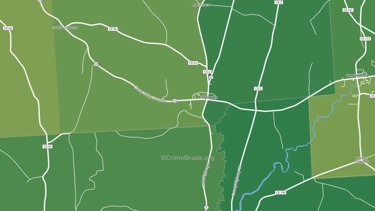 Bridgewater, NY Map of Vandalism Rates