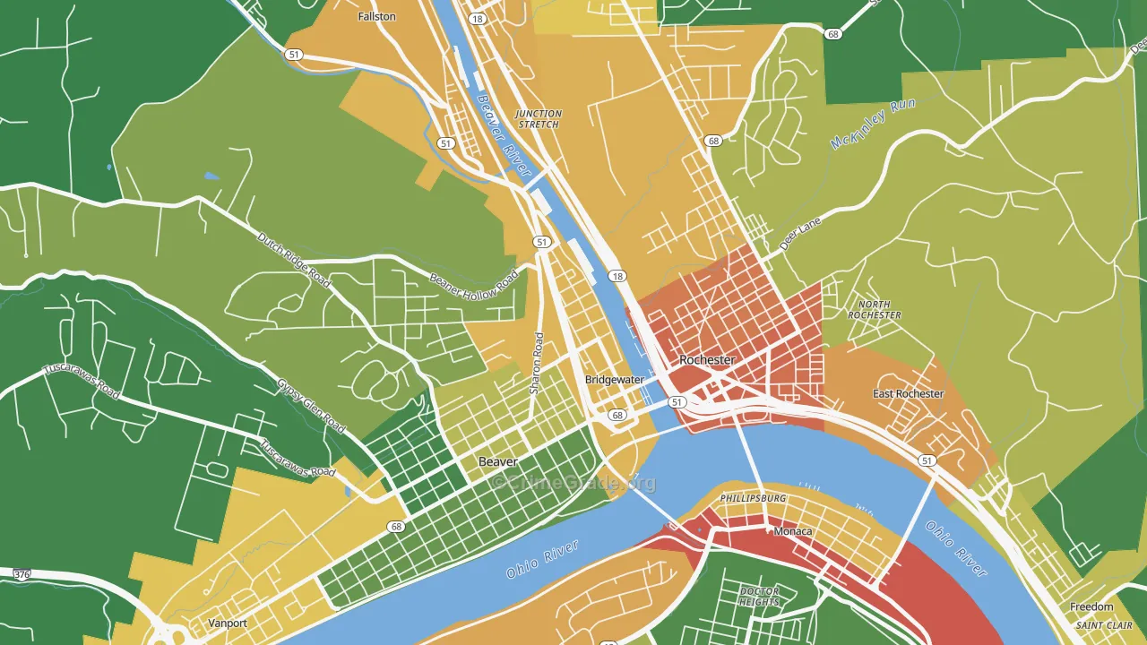 Bridgewater, PA Map of Vandalism Rates