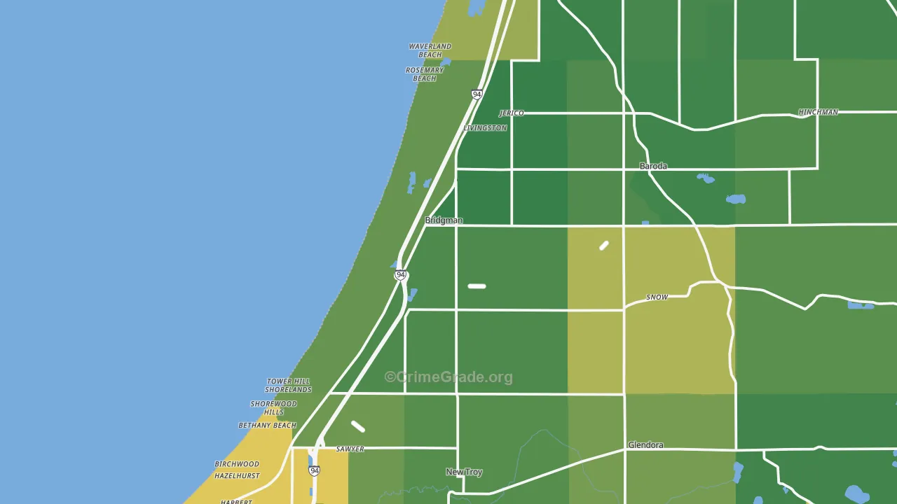 Bridgman, MI Map of Vandalism Rates